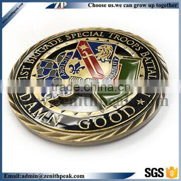 hard enamel zinc alloy coin/diamond side coin/cut out coin