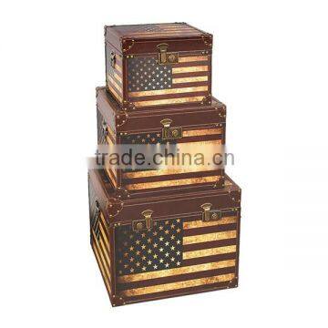 vintage wooden storage trunk box