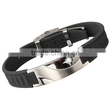 Noproblem D007 FDA germanium tourmaline bio magentic scalar energy newest fashion silicone bracelet