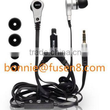 Factory price handsfree in ear stereo flat cable headphone for Iphone