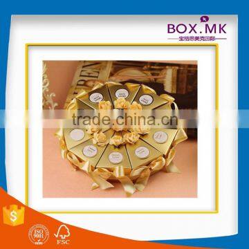 Fashionable Promotional Luxury High Quality Customize Gold Ribbon Wedding Gift Paper Box