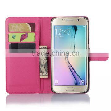 HOT SELLING Luxury Case for Samsung GALAXY S6 Edge Plus PU Lichee Leather Flip Cover With Wallet photo-2