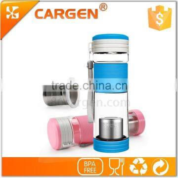 Silicone Sleeve Plastic Sport Tea Strainer Water Bottle photo-5