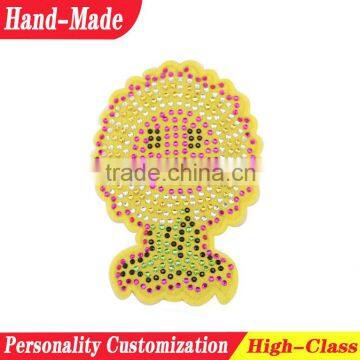 Customized woven sandals shoes patch with hot melt and colorful edge