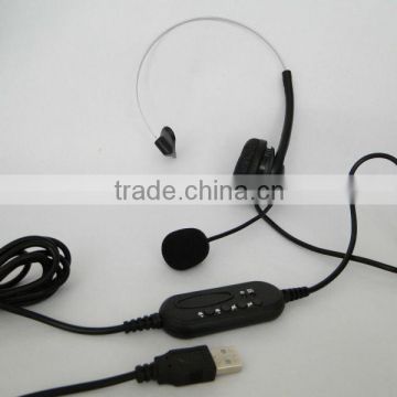 call center USB headset with MIC /volume control/mute function for voip system