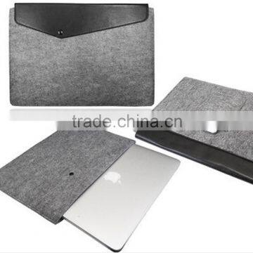 Smart Laptop Felt Sleeve Case Cover Bag with Leather FLAP for Apple Macbooks
