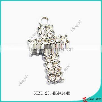 Silver clear crystal cross pendant necklace