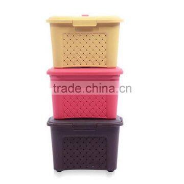 Popular Rectangle Plastic Storage Basket With Lid photo-2