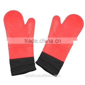 1Pair Red Long Oven Mitts Heat Resistant BBQ Silicone Gloves photo-2