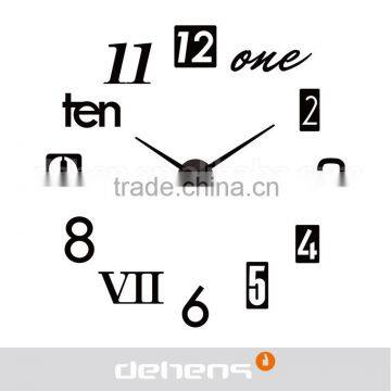 DEHENG 2016 Modern Design Home Decorative 3D Frameless Large DIY Wall Clock