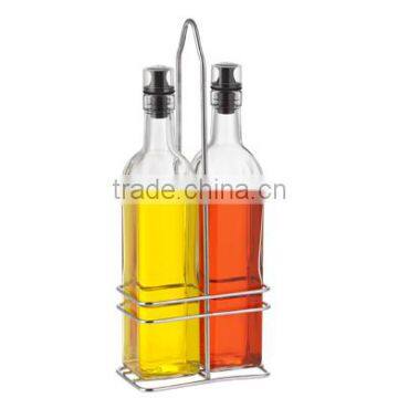 SINOGLASS 2 pcs 500ml square shape glass oil and vinegar bottle jar set