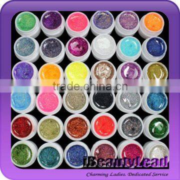 New arrival glitter uv gel 36pcs uv gel kit soak off gel nail art