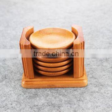 Tea Round Bamboo Wood Trivet Coaster Placemat Tool Set With Holder Rack photo-3