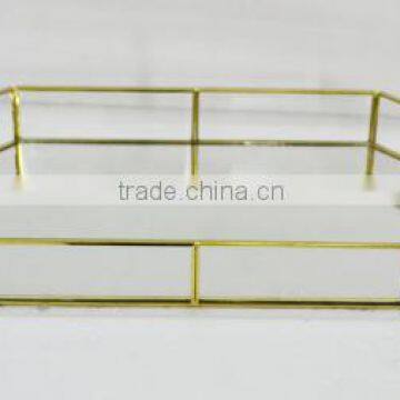 Newest Round + Square +oval + Hexagon + Heart Many Shapes for Clearly Decorative Metal Storage Serving Rectangle Mirror Trays photo-2