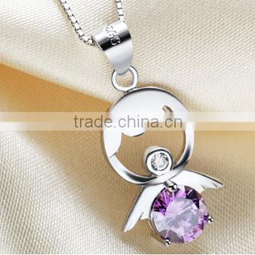 SCI098 two color zircon diy doll pendant sterling sliver finding