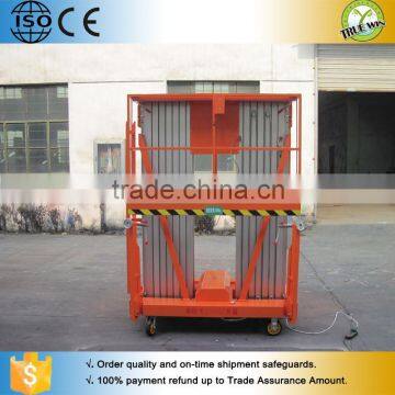 Low noise Double mast aluminum lift table used in shopping malls hydraulic lift table