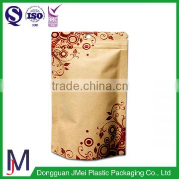 Resealable food grade kraft paper bag heat seal with zipper bag for bread