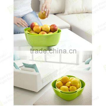 High quality new design colorful double desk plastic stackable fruit bowl set