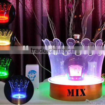 2014 NEW Crown acrylic led ice bucket, party led illuminated champagne ice bucket