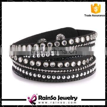 Fashion 6 Layer Wrap Bracelets Slake Leather Bracelets With Crystals Couple Jewelry