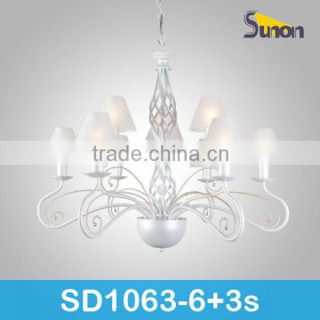 9 lights pearl white modern glass chandelier luxury lamps for living and dining