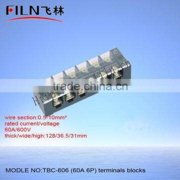 60A 600V earth Copper material terminal block connector TBC-606