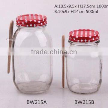 glass jar with tin lid