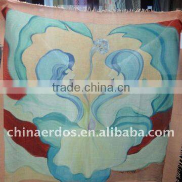 worsted cashmere digital printed shawl
