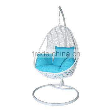 Rattan Patio Swing Chair Outdoor Hammock Hanging Chair With Cushion White