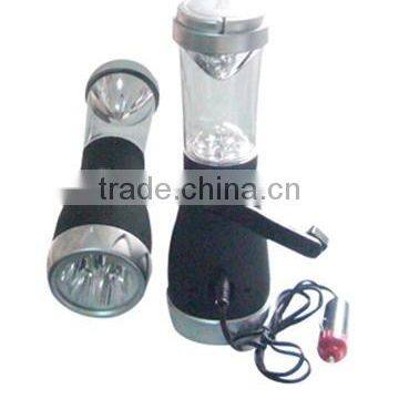 Portable two function hand crank dynamo camping light