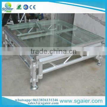 lowest price 4ft by 4ft temper glass stage steady stage for sale