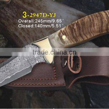 2016 new arrival Damascus steel pocket knife outdoor EDC knife with sandal wood handle