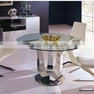 2015 newest Modern Design Round Glass Dining Table and four chairs