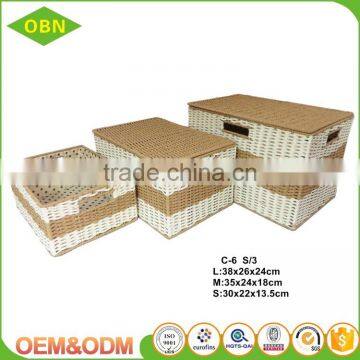 China Popular Good Quality Durable Plastic Metal Wire Paper Rope Laundry Basket for Hotel or Home photo-2