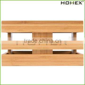 Bamboo Square Crate Riser Slated Stoarge Bin Homex BSCI/Factory