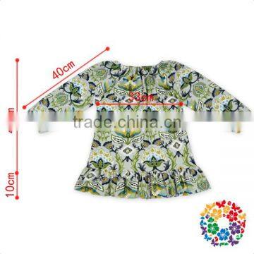 Wholesale Children Long Sleeve Ruffle Print Brushed Faric Organic Baby Clothes photo-3