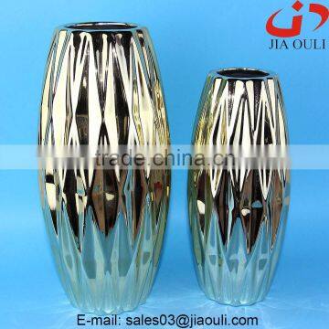 High Quality home decor silver plate ceramic vase, plating vase