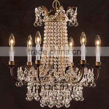 European style golden finished antique wrought iron chandelier with crystal for kids room decoration - BF07-80116