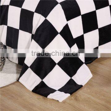 Black and White Plaid Super Soft Warm Plaid Printed Coral Fleece Blanket photo-6