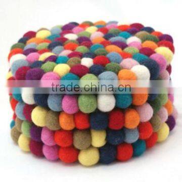 High Quality 100% Wool Handmade Nepal Handmade Round Wool Felt Balll Coasters photo-2