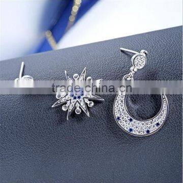 Star and Moon Shape Girl 925 Silver Earring, CZ Zircon Earring Jewelry, Earring Silver 925 photo-3