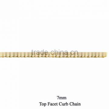 Gold Plated 7 MM Top Facet Curb Chain