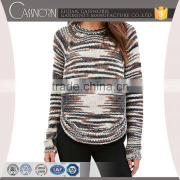 high quality best price long sleeve crew neck round hem ladies winter pullover