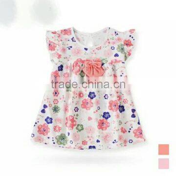 wholesale children frocks designs sleeveless flower baby girls dress with bowknot