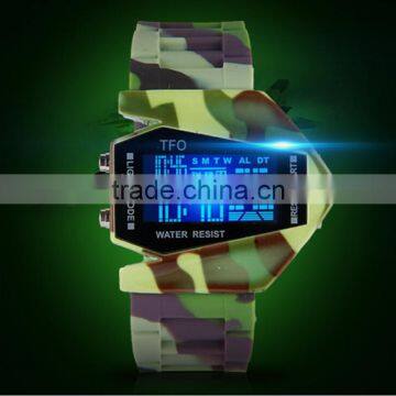 Fashion LED waterproof Camo Silicone Airplane Design Sport Watch