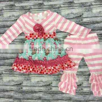 Wholesale February 14 Valentines Day Baby Girls Red Ruffles Clothes Suit