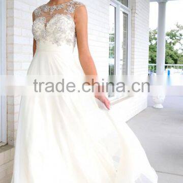 2015 Prom Dresses A Line Beaded Chiffon And Tulle Sweep Train photo-3