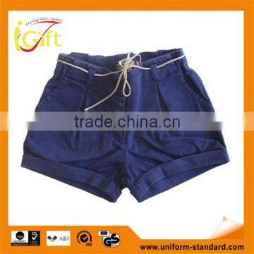 Cool Summer pleated ladies indigo short