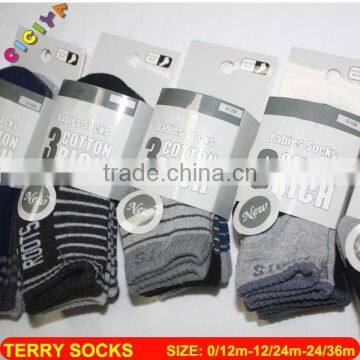 Soft touch baby boys socks terry internal design warm stripe socks for baby