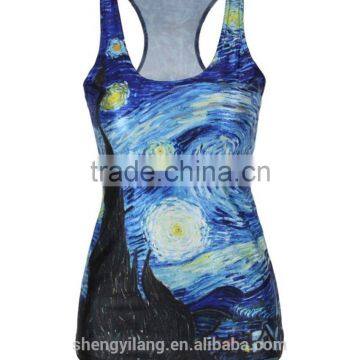 Top Fashion Women's Sublimation Printed Sleeveless T Shirt Vest Tank Tops Sports Clothes